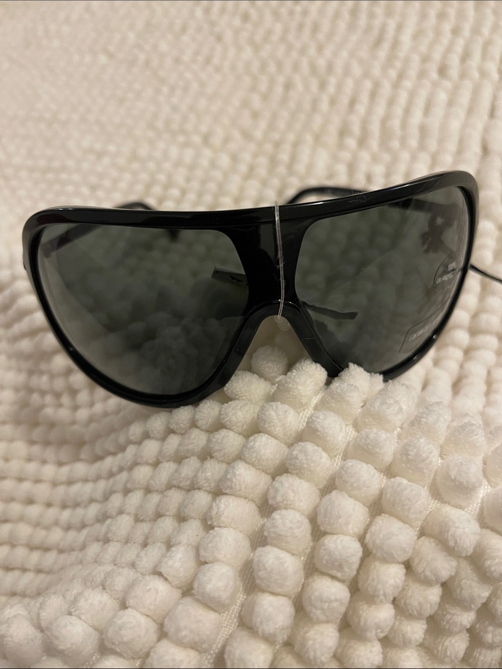 Giorgio Armani. Black Oversized Shield Sunglasses